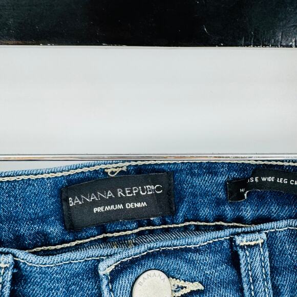 Banana Republic Premium Denim High Rise Wide Leg Crop Jeans Size 30 Front Pocket - Picture 3 of 10